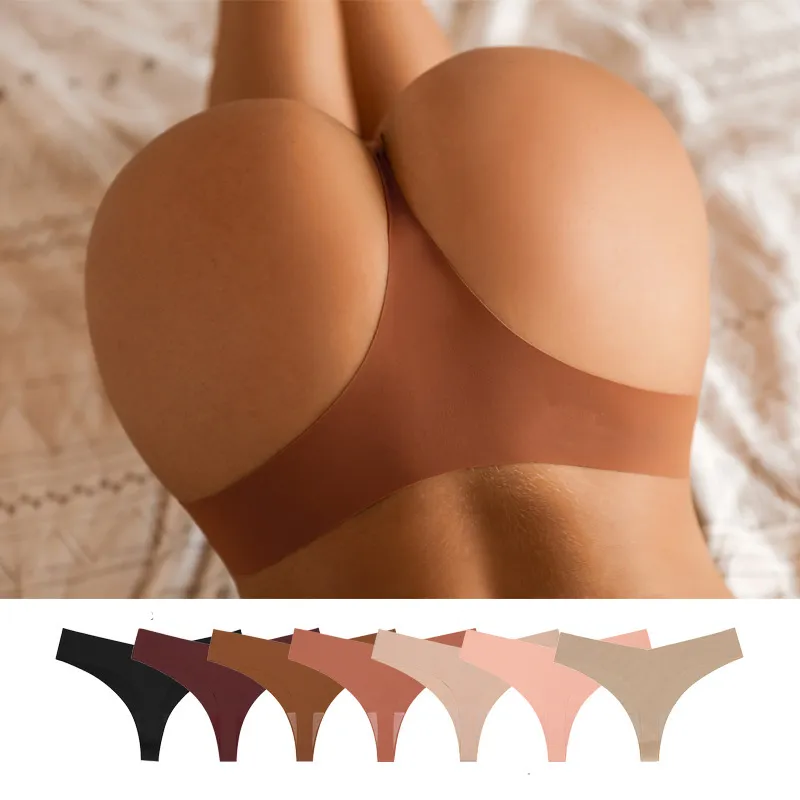 Women Fashion Solid Color Traceless Cotton Crotch Breathable Thong