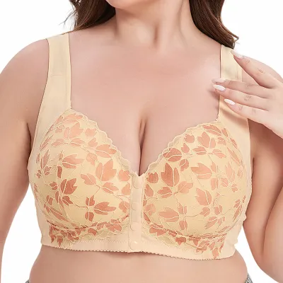 Women Fashion Plus Size Printed Front Buckle Bra