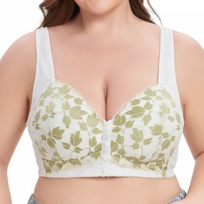 Women Fashion Plus Size Printed Front Buckle Bra