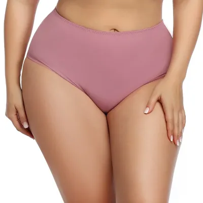 Women Fashion Simple Plus Size Solid Color Traceless Underpants