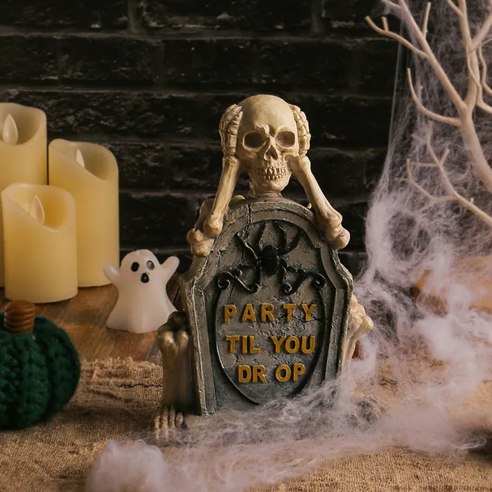 Halloween Skull Man Tombstone Ornaments Resin Crafts