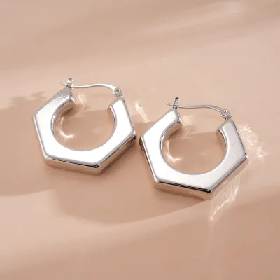 Women Fashion Metal Irregular Geometric Ear Buckle Earrings