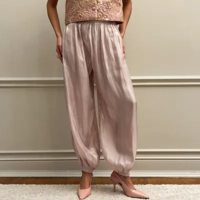 Women Fashion Casual Solid Color Loose Bloomers Pants