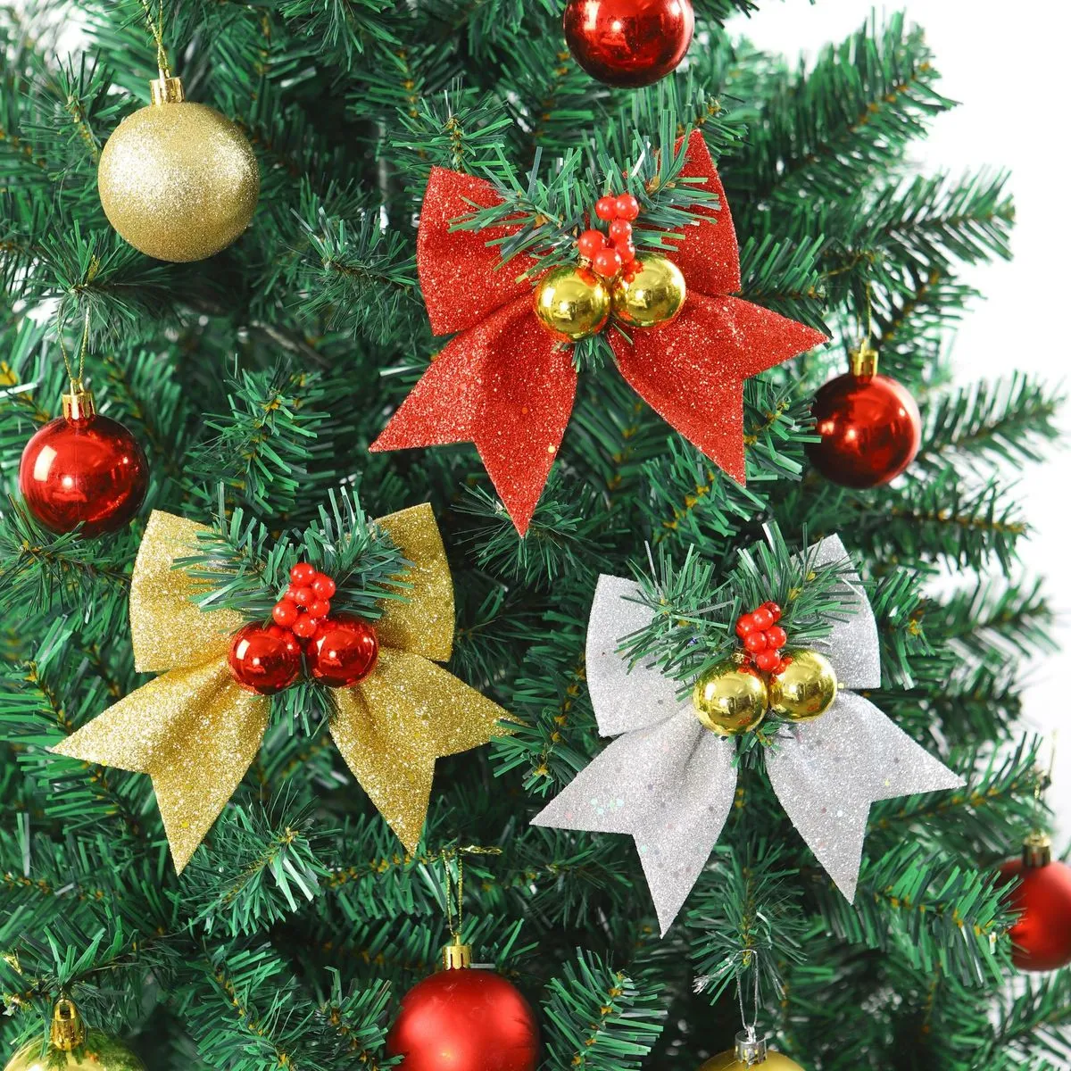 Christmas Ribbon Bow Window Decoration Pendant Bubble Ornament
