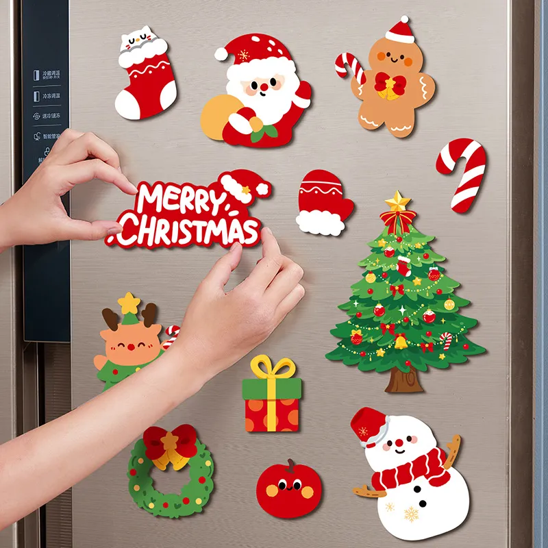Refrigerator Magnetic Stickers Christmas Decorations Cartoon Soft Magnetic