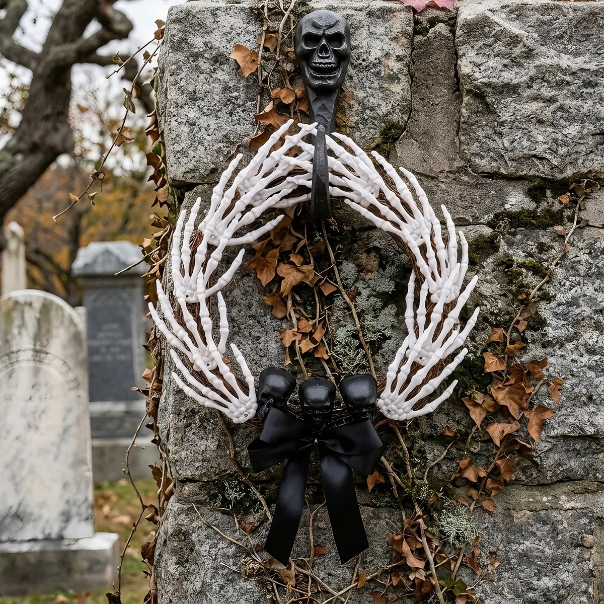 Halloween Skull Bow Hand Bone Door Hanging Courtyard Decoration