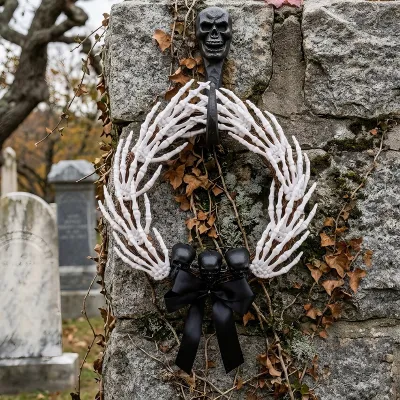 Halloween Skull Bow Hand Bone Door Hanging Courtyard Decoration