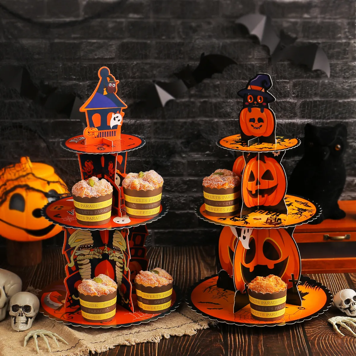 Halloween Pumpkin Multi-Layer Cake Rack Tray Party Decoration