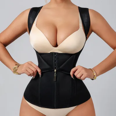 Women Fashion Solid Color Belly Belt Zip-Breasted Body-Shaping Shapewear