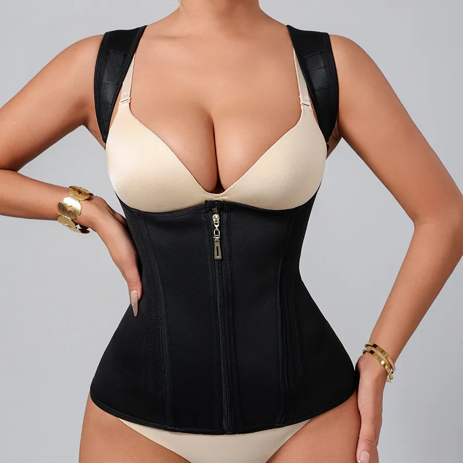 Women Fashion Solid Color Belly Belt Zip-Breasted Body-Shaping Shapewear