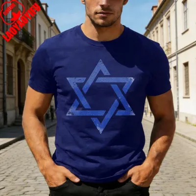 Men Fashion Casual Summer Hexagram Print Short-Sleeve T-Shirt