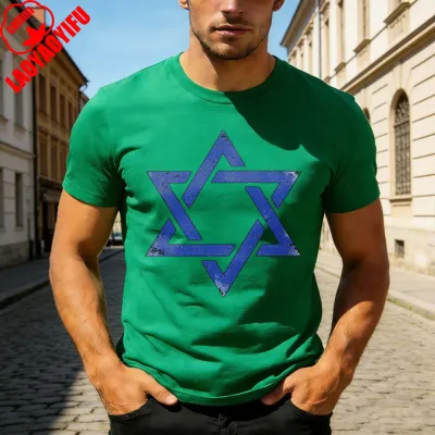 Men Fashion Casual Summer Hexagram Print Short-Sleeve T-Shirt