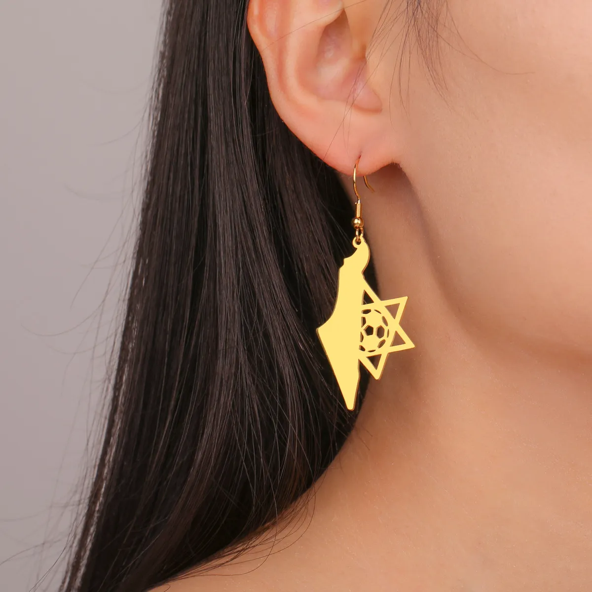 Women Fashion Irregular Star Pendant 304 Stainless Steel Earrings