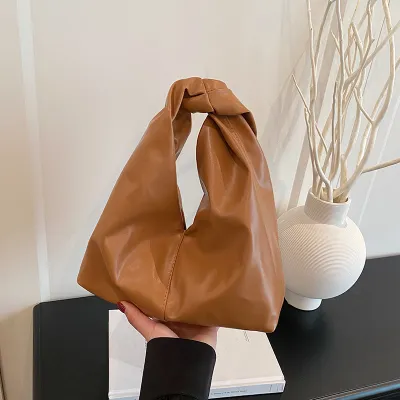 Women Fashion Casual Solid Color Pleated Cloud Portable Handbag