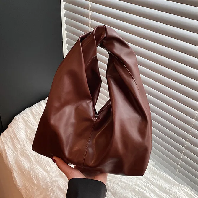 Women Fashion Casual Solid Color Pleated Cloud Portable Handbag