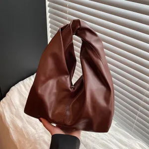 Women Fashion Casual Solid Color Pleated Cloud Portable Handbag