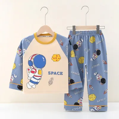 Boys Girls Fashion Casual Spring Autumn Printed Long Sleeve Top Pants Pajamas Two-Piece Set