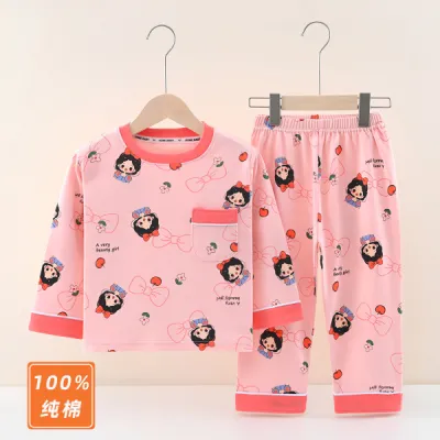 Boys Girls Fashion Casual Spring Autumn Printed Long Sleeve Top Pants Pajamas Two-Piece Set