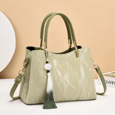 Women's Fashion Casual PVC Bucket Handbag with Zipper Buckle