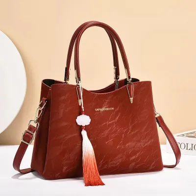 Women's Fashion Casual PVC Bucket Handbag with Zipper Buckle