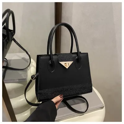 Women Fashion Casual Stitching Large Capacity Portable Small Square Handbag PU