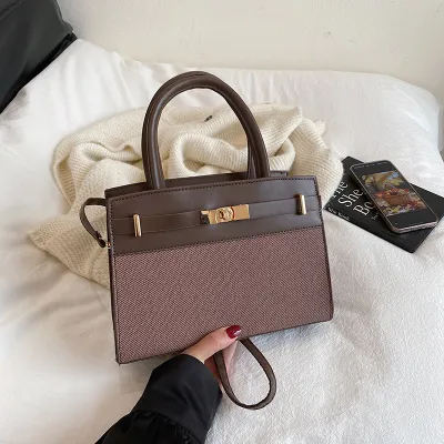 Women's Fashion Color Contrast Small Square Handbag