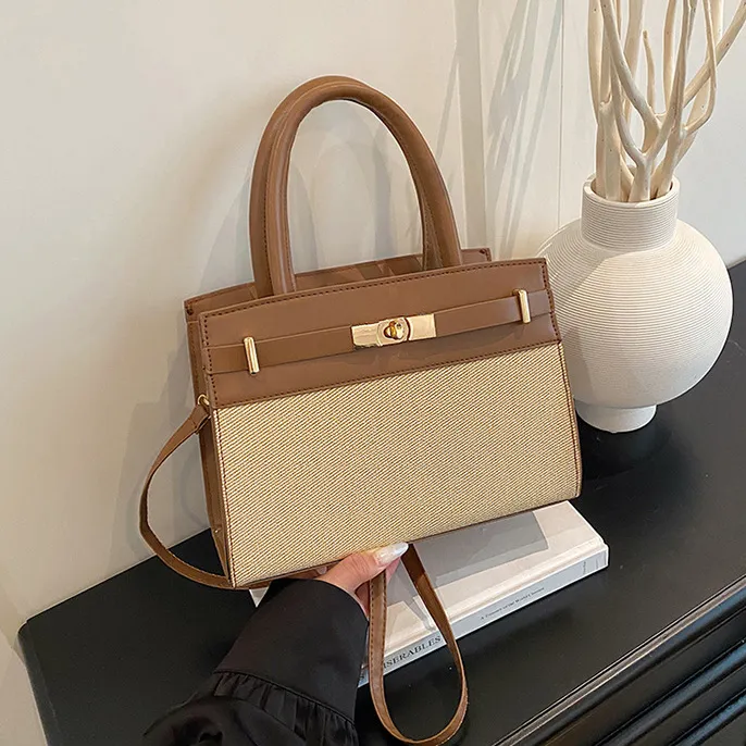 Women's Fashion Color Contrast Small Square Handbag