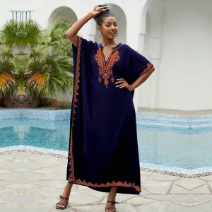 Women Fashion Casual Summer Stand Collar Short-Sleeve Loose Swimsuit Cover-Ups