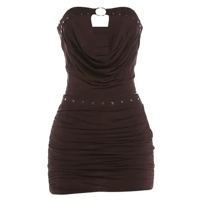 Women Fashion Sexy Summer Solid Color Off-Shoulder Tube Top Tight Mini Skirt Two-Piece Set