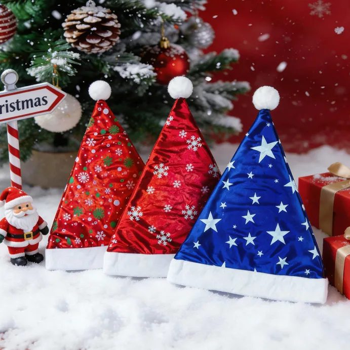 Fashion Christmas Gold Silver Star Snowflake Party Hat