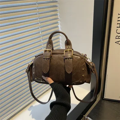 Women Fashion Casual Retro Portable Motorcycle Handbag Small Square Bag