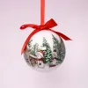 8Cm Sticker Ball (White And Green Snowman)