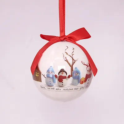 European Style Christmas Ball Ornament 8cm Bubble Ball Snowman Old Man Hanging Decoration