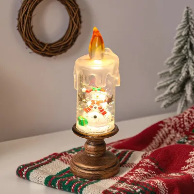 Christmas Water-Filled Small Candle Snowflake Santa Claus Night Lights