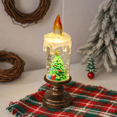Christmas Water-Filled Small Candle Snowflake Santa Claus Night Lights