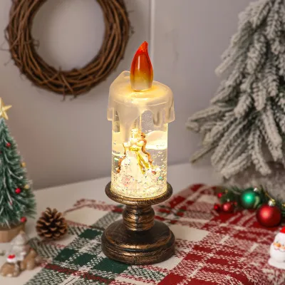 Christmas Water-Filled Small Candle Snowflake Santa Claus Night Lights