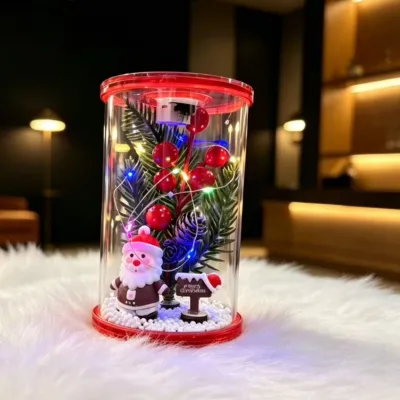 Christmas Transparent Tank Santa Lantern Desktop Decoration Ornaments for Bedroom