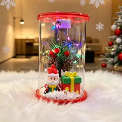 Christmas Transparent Tank Santa Lantern Desktop Decoration Ornaments for Bedroom