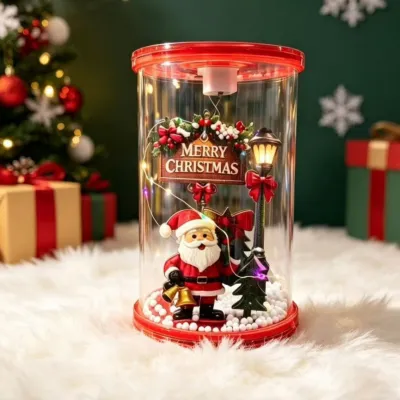 Christmas Transparent Tank Santa Lantern Desktop Decoration Ornaments for Bedroom