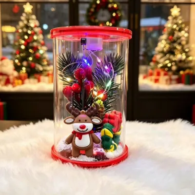 Christmas Transparent Tank Santa Lantern Desktop Decoration Ornaments for Bedroom