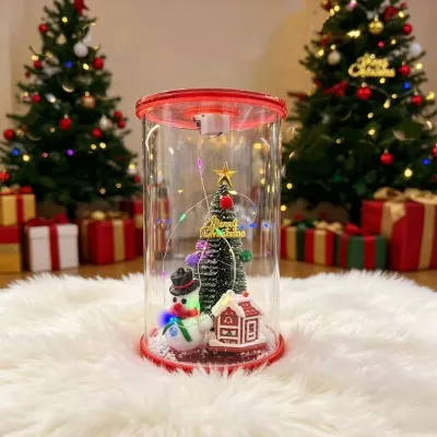 Christmas Transparent Tank Santa Lantern Desktop Decoration Ornaments for Bedroom
