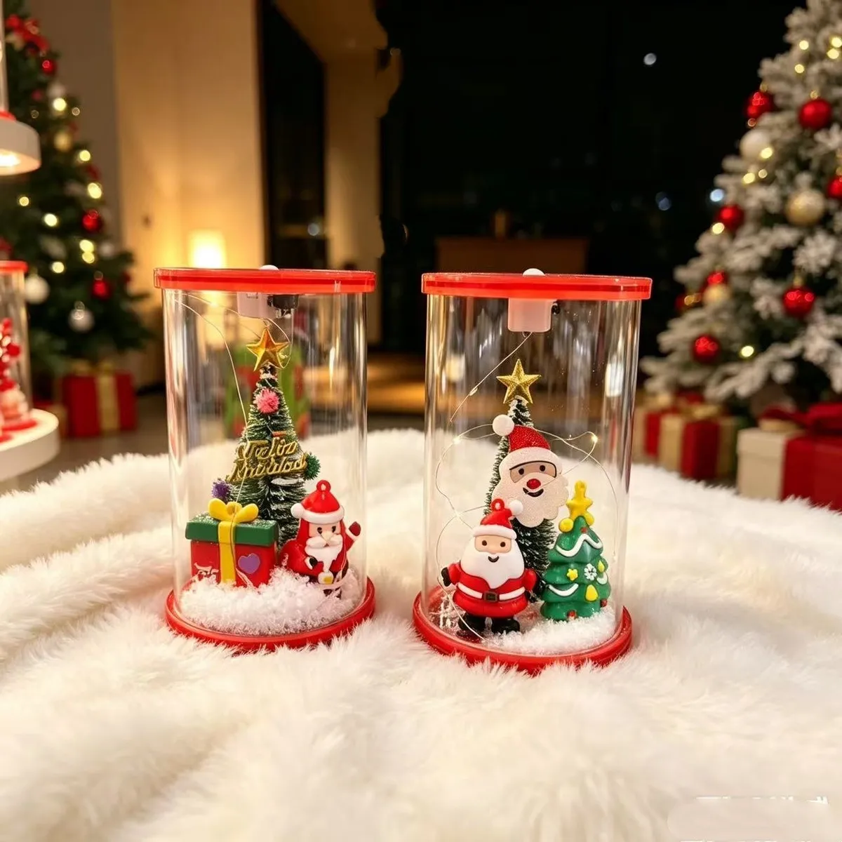Christmas Transparent Tank Santa Lantern Desktop Decoration Ornaments for Bedroom