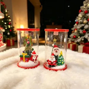 Christmas Transparent Tank Santa Lantern Desktop Decoration Ornaments for Bedroom