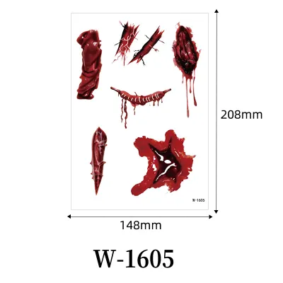 Halloween Horror Scar Bloody Waterproof Temporary Tattoo Party Decoration Ornament