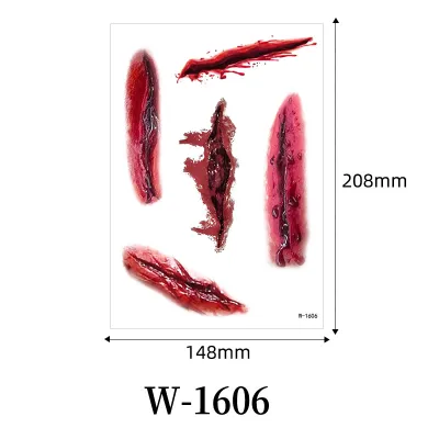 Halloween Horror Scar Bloody Waterproof Temporary Tattoo Party Decoration Ornament