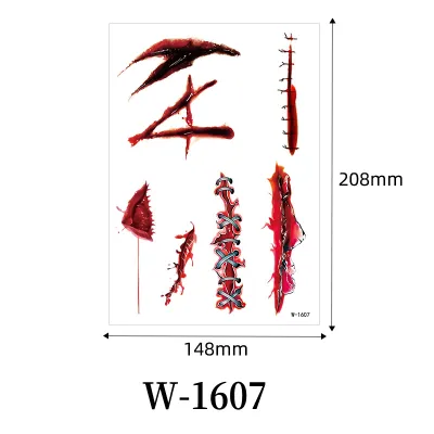 Halloween Horror Scar Bloody Waterproof Temporary Tattoo Party Decoration Ornament
