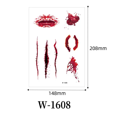 Halloween Horror Scar Bloody Waterproof Temporary Tattoo Party Decoration Ornament