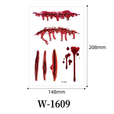 Halloween Horror Scar Bloody Waterproof Temporary Tattoo Party Decoration Ornament