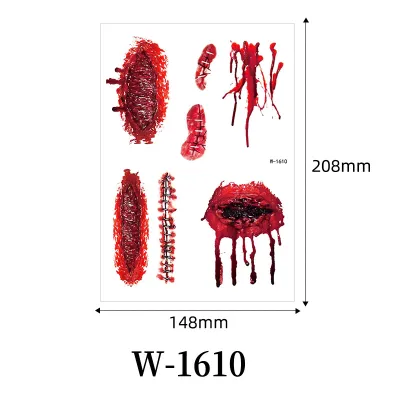 Halloween Horror Scar Bloody Waterproof Temporary Tattoo Party Decoration Ornament