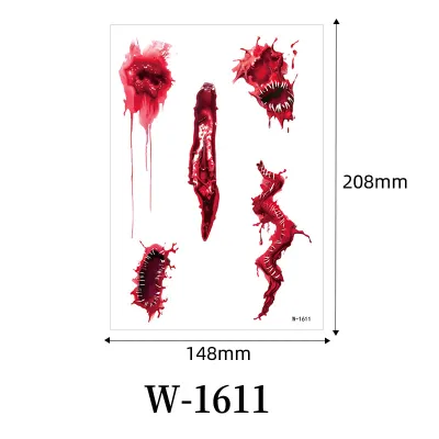 Halloween Horror Scar Bloody Waterproof Temporary Tattoo Party Decoration Ornament